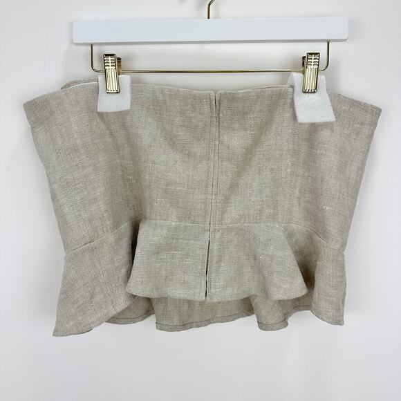 J.Crew Cropped Bustier Peplum Top Heavyweight Linen Flax Beige Preppy US 14 NWT - Picture 5 of 11